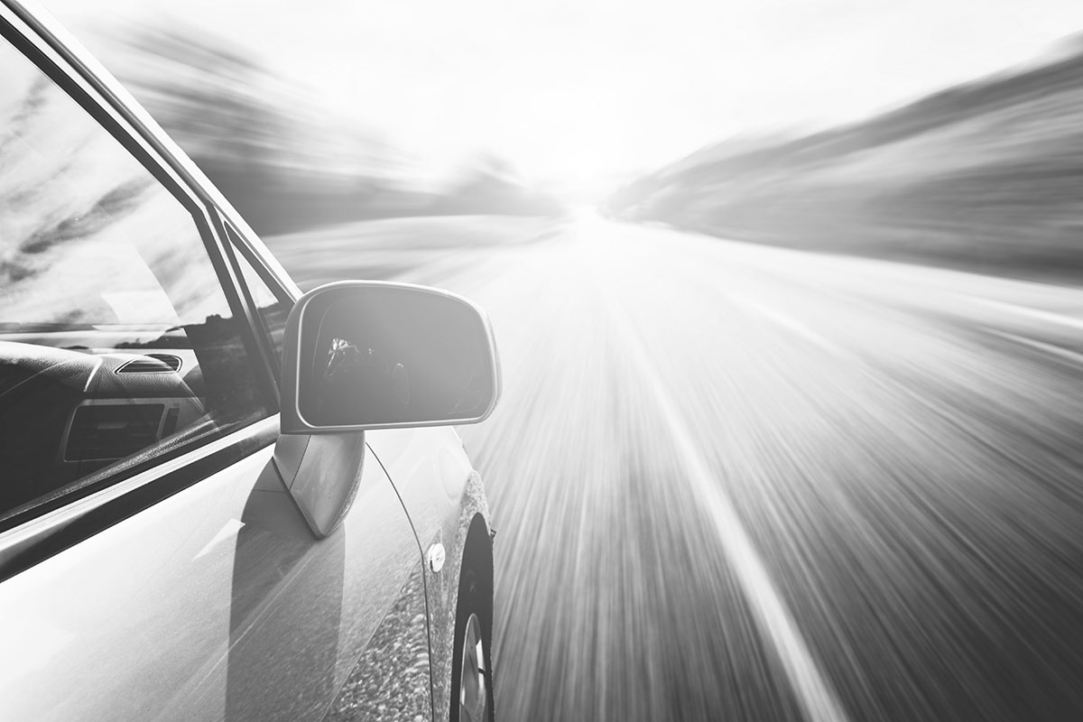 High speed car in a road